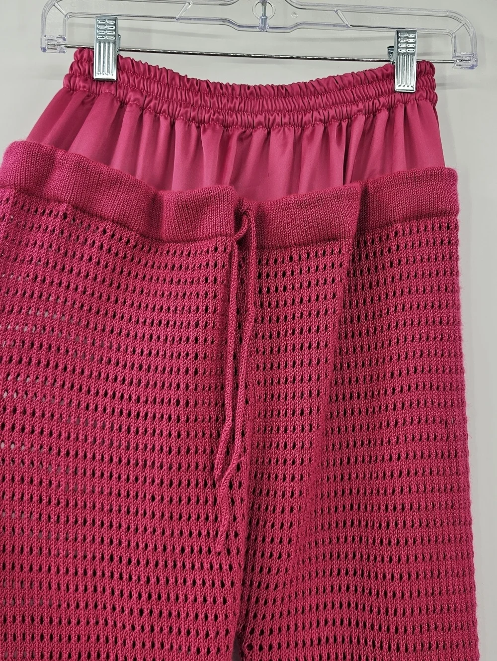 Saudade De Voce Wide Leg Knit Pant Hot Pink Women's Size M Summer Beach Vacation - Picture 3 of 12